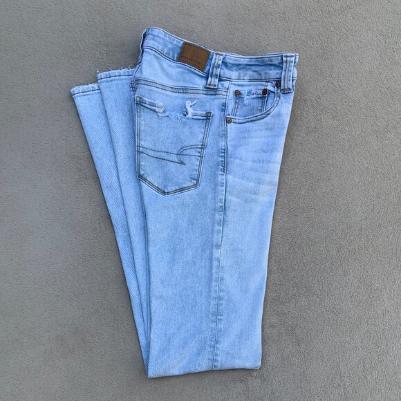 American Eagle Next Level Stretch Button Fly Super Hi-Rise Flare Jeans Sz2 - Picture 3 of 15